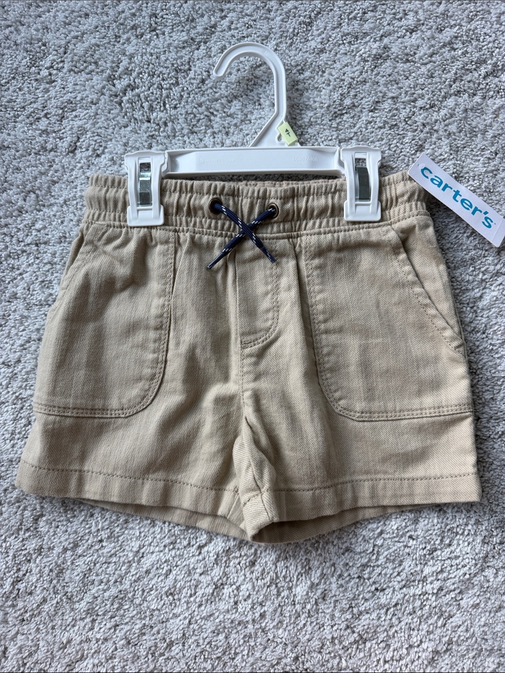 Carter's Tan Drawstring Casual Shorts with Navy Tie